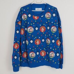 Disney‎ Toy Story Buzz & Woody Christmas Lights Light Up Pullover Sweatshirt XXL